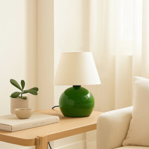 Φωτιστικό επιτραπέζιο Alaska Megapap E27 μεταλλικό - ύφασμα Pvc χρώμα πράσινο - κρεμ Ø22x30εκ. - Image 2