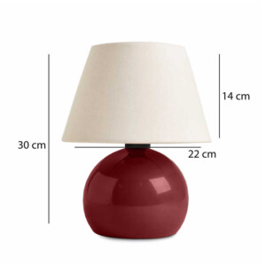 Φωτιστικό επιτραπέζιο Alaska Megapap E27 μεταλλικό - ύφασμα Pvc χρώμα μπορντώ - κρεμ Ø22x30εκ. - Image 3