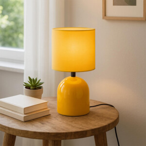 Φωτιστικό επιτραπέζιο Nehora Megapap E27 μεταλλικό - ύφασμα Pvc χρώμα κίτρινο Ø15x30εκ. - Image 2