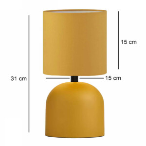 Φωτιστικό επιτραπέζιο Nehora Megapap E27 μεταλλικό - ύφασμα Pvc χρώμα κίτρινο Ø15x30εκ. - Image 3