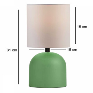 Φωτιστικό επιτραπέζιο Nehora Megapap E27 μεταλλικό - ύφασμα Pvc χρώμα πράσινο - κρεμ Ø15x30εκ. - Image 3