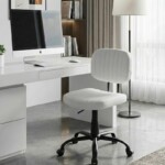 Καρέκλα γραφείου Romano Megapap από τεχνόδερμα χρώμα λευκό 46x53x79/86εκ. - Image 2