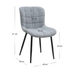 Καρέκλα τραπεζαρίας Chiara Megapap γκρι ύφασμα - μεταλλικό μαύρο πόδι 48x58x81εκ. - Image 11