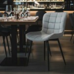 Καρέκλα τραπεζαρίας Chiara Megapap γκρι ύφασμα - μεταλλικό μαύρο πόδι 48x58x81εκ. - Image 3