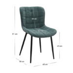 Καρέκλα τραπεζαρίας Chiara Megapap πράσινο ύφασμα - μεταλλικό μαύρο πόδι 48x58x81εκ. - Image 11