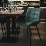 Καρέκλα τραπεζαρίας Chiara Megapap πράσινο ύφασμα - μεταλλικό μαύρο πόδι 48x58x81εκ. - Image 3