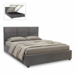 Κρεβάτι Kingston Megapap βελούδινο με αποθηκευτικό χώρο χρώμα ανθρακί 160x200εκ.