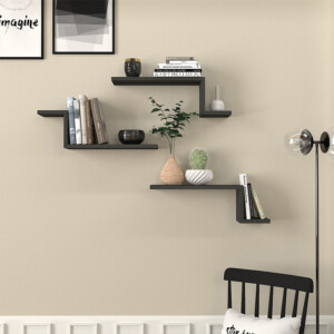 Ραφιέρα τοίχου Lowa Megapap 3 τεμαχίων χρώμα ανθρακί 57,7x14,5x18εκ. - Image 4