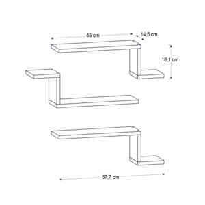 Ραφιέρα τοίχου Lowa Megapap 3 τεμαχίων χρώμα ανθρακί 57,7x14,5x18εκ. - Image 7