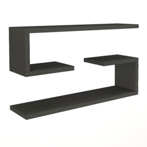 Ραφιέρα τοίχου Jenika Megapap 2 τεμαχίων χρώμα ανθρακί 60x14,5x18εκ. - Image 4