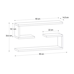 Ραφιέρα τοίχου Jenika Megapap 2 τεμαχίων χρώμα ανθρακί 60x14,5x18εκ. - Image 5
