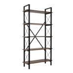 Βιβλιοθήκη Elysian Megapap χρώμα καρυδί - μαύρο 90x33,5x180εκ. - Image 4