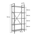 Βιβλιοθήκη Elysian Megapap χρώμα καρυδί - μαύρο 90x33,5x180εκ. - Image 5