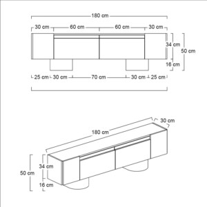 Έπιπλο τηλεόρασης Haven Megapap χρώμα travertine 180x30x50εκ. - Image 8
