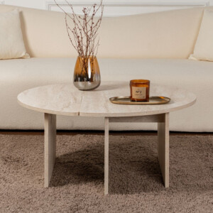 Τραπεζάκι σαλονιού σετ 2 τμχ Moira Megapap χρώμα travertine Ø90x41εκ. - Image 5