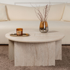 Τραπεζάκι σαλονιού σετ 2 τμχ Moira Megapap χρώμα travertine Ø90x41εκ. - Image 6