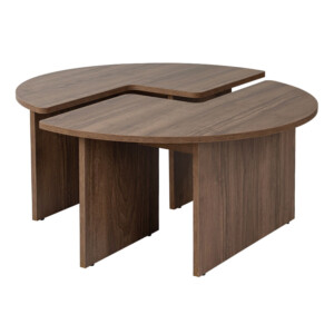 Τραπεζάκι σαλονιού σετ 2 τμχ Moira Megapap χρώμα καρυδί Ø90x41εκ. - Image 3