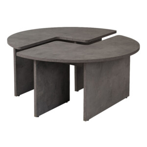 Τραπεζάκι σαλονιού σετ 2 τμχ Moira Megapap χρώμα γκρι σκυροδέματος Ø90x41εκ. - Image 3