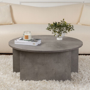 Τραπεζάκι σαλονιού σετ 2 τμχ Moira Megapap χρώμα γκρι σκυροδέματος Ø90x41εκ. - Image 6