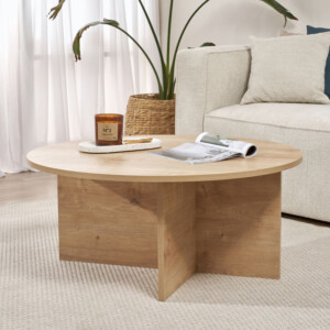 Τραπεζάκι σαλονιού Soleil Megapap χρώμα sapphire oak Ø90x40εκ.