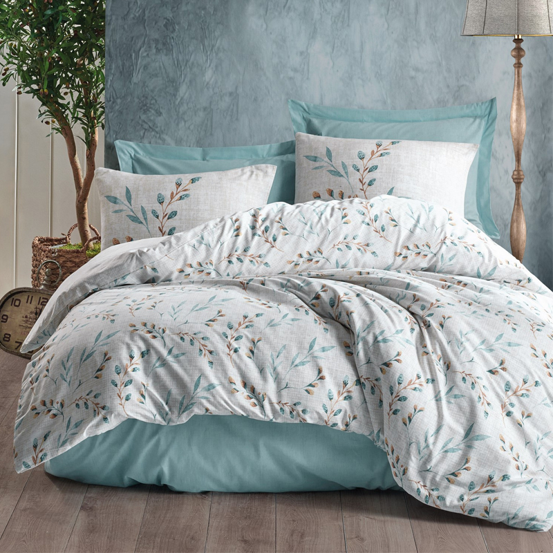 Σετ παπλωματοθήκη Lendell Cotton Box 3 τμχ Μονή (160x220) χρώμα μέντα - λευκό Σετ παπλωματοθήκη Lendell Cotton Box 3 τμχ Μονή (160x220) χρώμα μέντα - λευκό