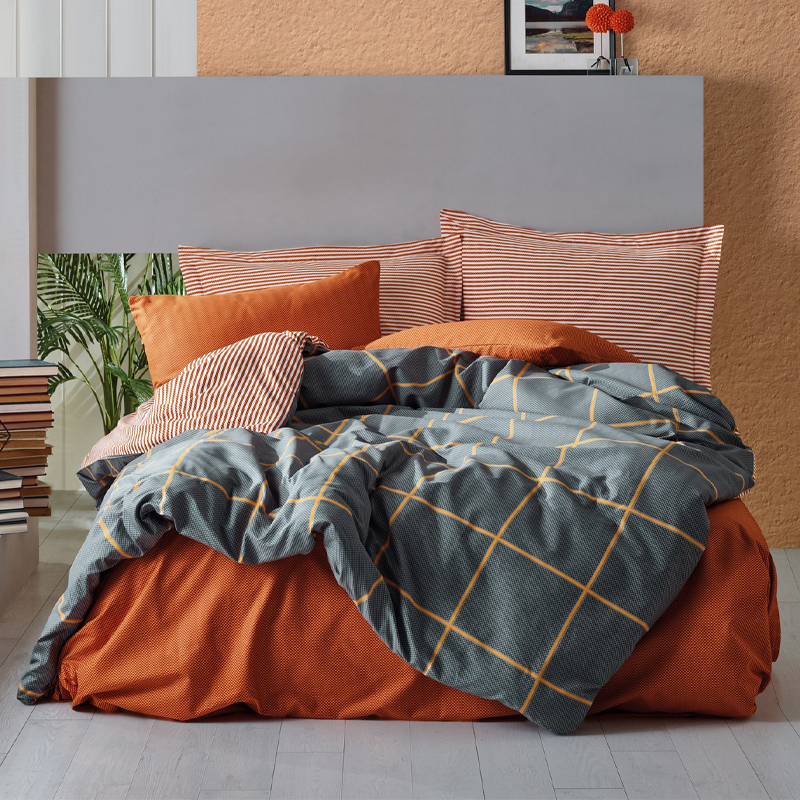 Σετ παπλωματοθήκη Stark Cotton Box 3 τμχ Μονή (160x220) χρώμα cinnamon - μπλε Σετ παπλωματοθήκη Stark Cotton Box 3 τμχ Μονή (160x220) χρώμα cinnamon - μπλε