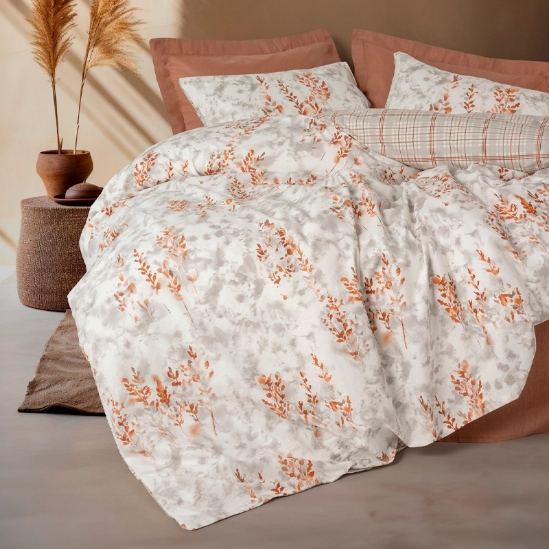 Σετ παπλωματοθήκη Lamina Cotton Box 4 τμχ Διπλή (200x220) χρώμα cinnamon Σετ παπλωματοθήκη Lamina Cotton Box 4 τμχ Διπλή (200x220) χρώμα cinnamon