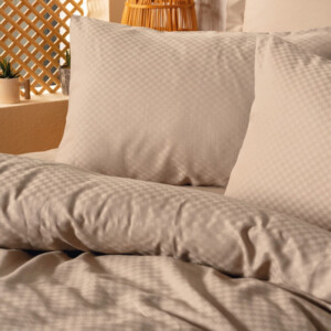 Σετ παπλωματοθήκη Plaid Cotton Box 4 τμχ Διπλή (200x220) χρώμα mink - Image 2