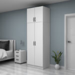 Ντουλάπα ρούχων Vivian Megapap δίφυλλη με πατάρι χρώμα λευκό 80x51,8x240εκ. - Image 3