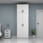 Ντουλάπα ρούχων Vivian Megapap δίφυλλη με πατάρι χρώμα λευκό 80x51,8x240εκ. - Image 4