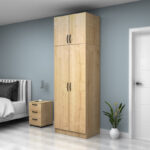 Ντουλάπα ρούχων Vivian Megapap δίφυλλη με πατάρι χρώμα φυσικό οξιάς 80x51,8x240εκ. - Image 3