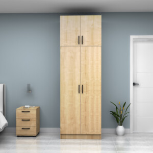 Ντουλάπα ρούχων Vivian Megapap δίφυλλη με πατάρι χρώμα φυσικό οξιάς 80x51,8x240εκ. - Image 4