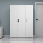 Ντουλάπα ρούχων Vivian Megapap τρίφυλλη χρώμα λευκό 120x51,8x181εκ. - Image 4