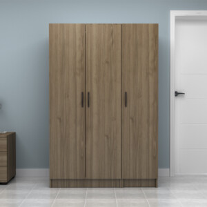 Ντουλάπα ρούχων Vivian Megapap τρίφυλλη χρώμα καρυδί 120x51,8x181εκ. - Image 4