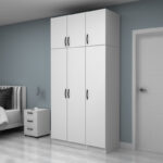 Ντουλάπα ρούχων Vivian Megapap τρίφυλλη με πατάρι χρώμα λευκό 120x51,8x240εκ. - Image 3