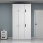 Ντουλάπα ρούχων Vivian Megapap τρίφυλλη με πατάρι χρώμα λευκό 120x51,8x240εκ. - Image 4