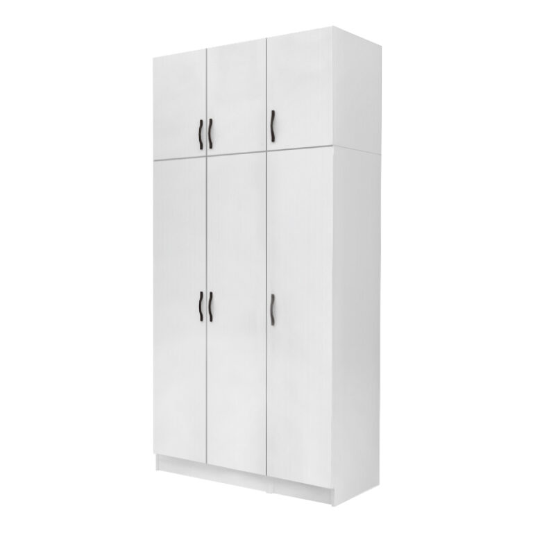 Ντουλάπα ρούχων Vivian Megapap τρίφυλλη με πατάρι χρώμα λευκό 120x51