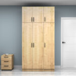 Ντουλάπα ρούχων Vivian Megapap τρίφυλλη με πατάρι χρώμα φυσικό οξιάς 120x51,8x240εκ. - Image 4