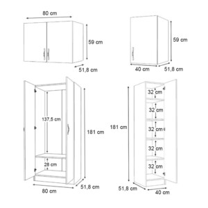 Ντουλάπα ρούχων Vivian Megapap τρίφυλλη με πατάρι χρώμα φυσικό οξιάς 120x51,8x240εκ. - Image 6