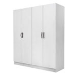 Ντουλάπα ρούχων Vivian Megapap τετράφυλλη χρώμα λευκό 160x51