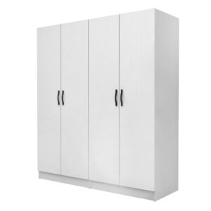 Ντουλάπα ρούχων Vivian Megapap τετράφυλλη χρώμα λευκό 160x51