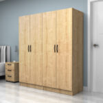 Ντουλάπα ρούχων Vivian Megapap τετράφυλλη χρώμα φυσικό οξιάς 160x51,8x181εκ. - Image 3