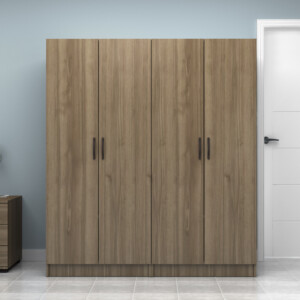 Ντουλάπα ρούχων Vivian Megapap τετράφυλλη χρώμα καρυδί 160x51,8x181εκ. - Image 4