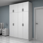 Ντουλάπα ρούχων Vivian Megapap τετράφυλλη με πατάρι χρώμα λευκό 160x51,8x240εκ. - Image 3