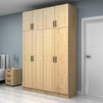 Ντουλάπα ρούχων Vivian Megapap τετράφυλλη με πατάρι χρώμα φυσικό οξιάς 160x51,8x240εκ. - Image 3