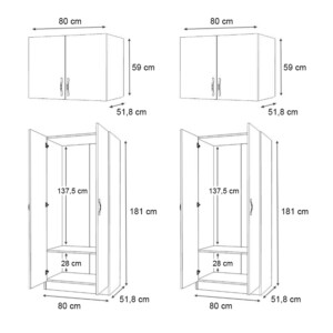 Ντουλάπα ρούχων Vivian Megapap τετράφυλλη με πατάρι χρώμα καρυδί 160x51,8x240εκ. - Image 5