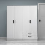 Ντουλάπα ρούχων Vivian Megapap τετράφυλλη με συρτάρια χρώμα λευκό 160x51,8x181εκ. - Image 4