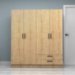 Ντουλάπα ρούχων Vivian Megapap τετράφυλλη με συρτάρια χρώμα φυσικό οξιάς 160x51,8x181εκ. - Image 4