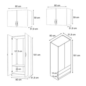 Ντουλάπα ρούχων Vivian Megapap τετράφυλλη με πατάρι και συρτάρια χρώμα φυσικό οξιάς 160x51,8x240εκ. - Image 5