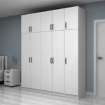 Ντουλάπα ρούχων Vivian Megapap πεντάφυλλη με πατάρι χρώμα λευκό 200x51,8x240εκ. - Image 3